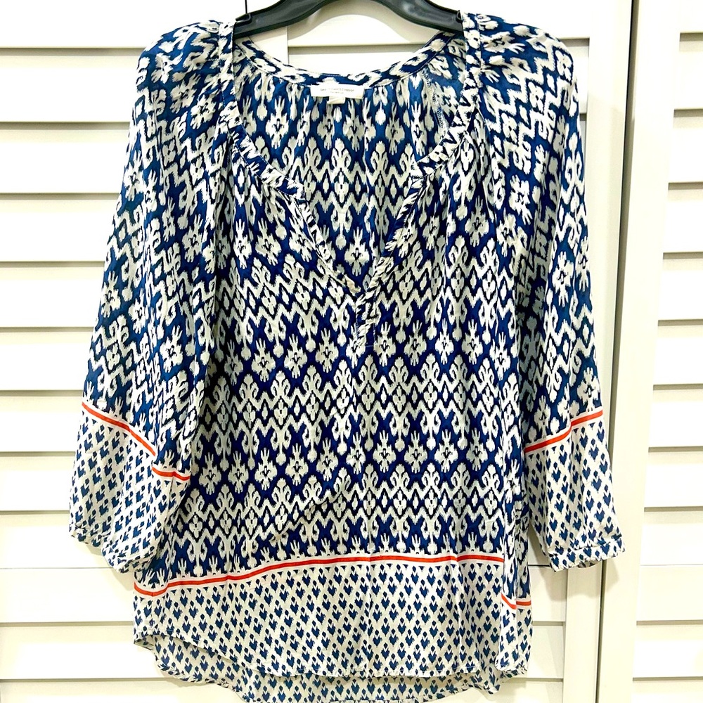 Beach Lunch Lounge Blue and White Printed Tunic - Medium